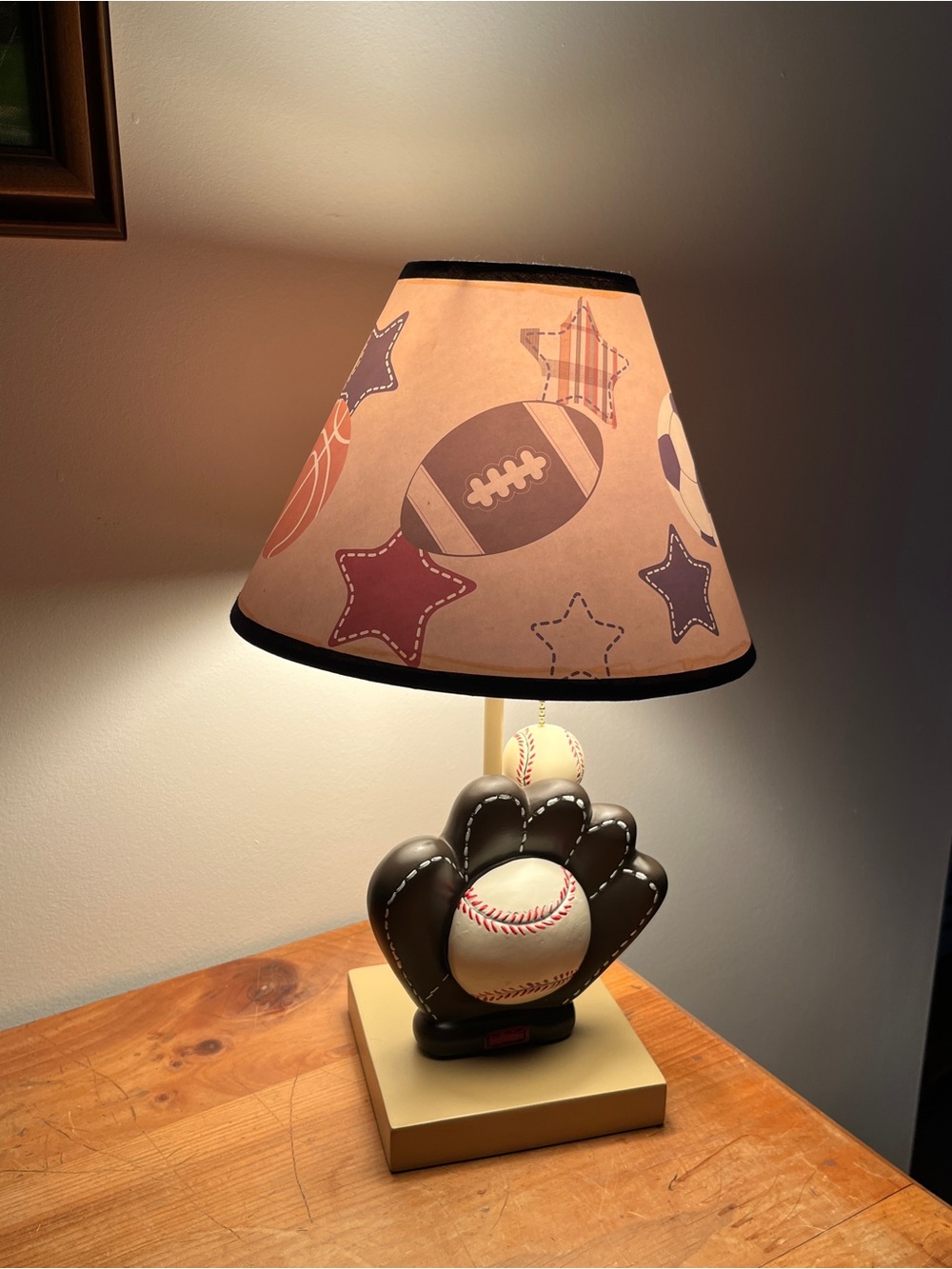 Baseball Glove Table Lamp with Beige Sports Shade - Home Accents